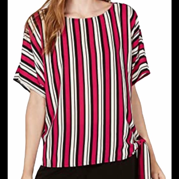 Michael KORS Women’s Pink Striped Oversized Blouse - Picture 1 of 9